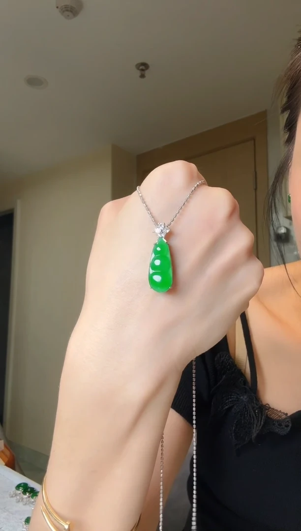 翡翠银S925镶嵌吊坠(不含链)天然翡翠吊坠