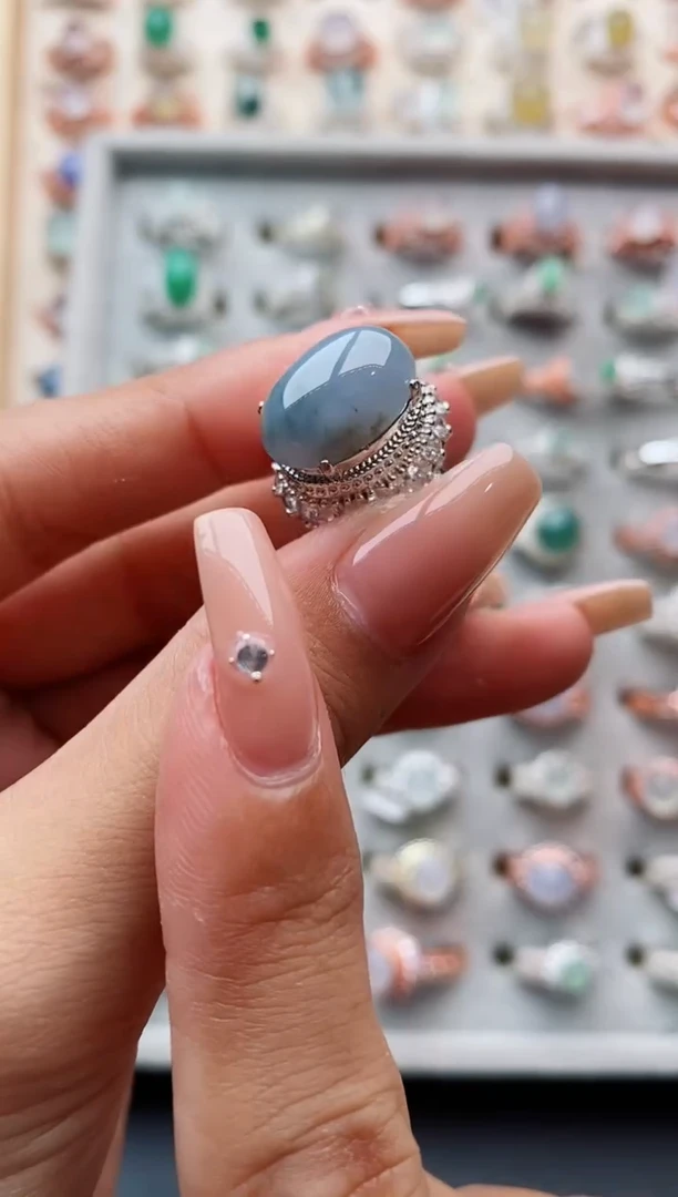 翡翠戒指未镶嵌缅甸天然A货翡翠22   5-10