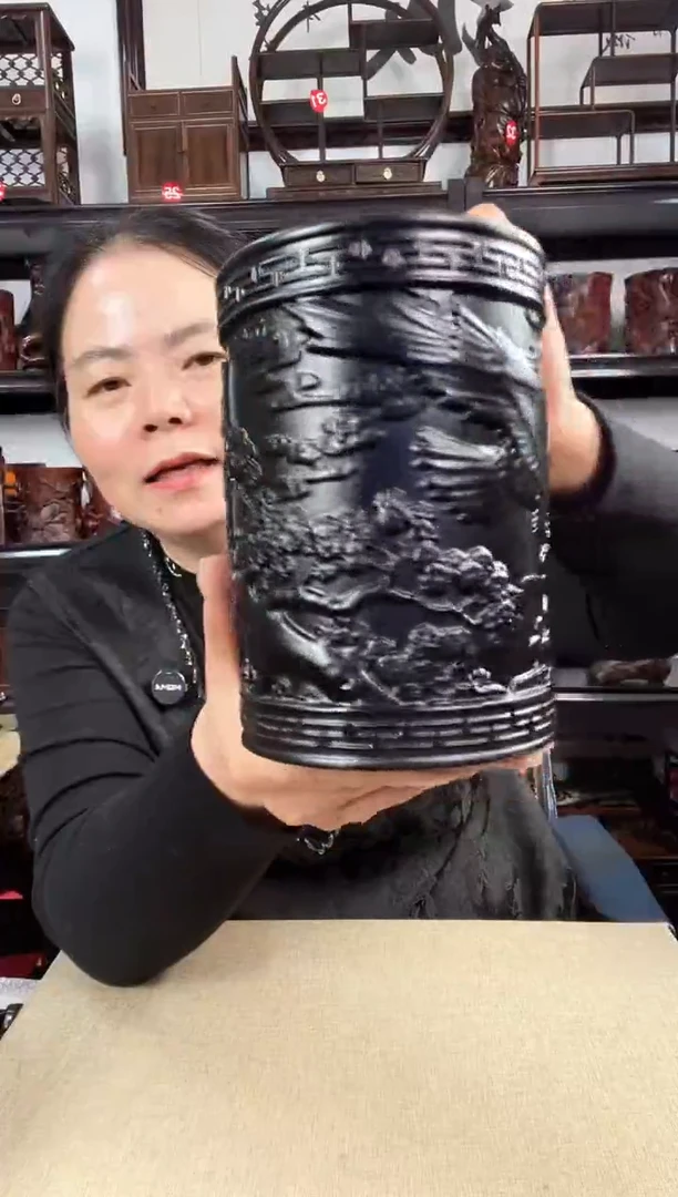 木老李红木工艺品大展宏图笔筒