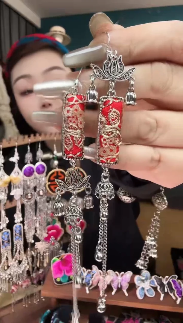 刺绣纯手工民族风刺绣耳环