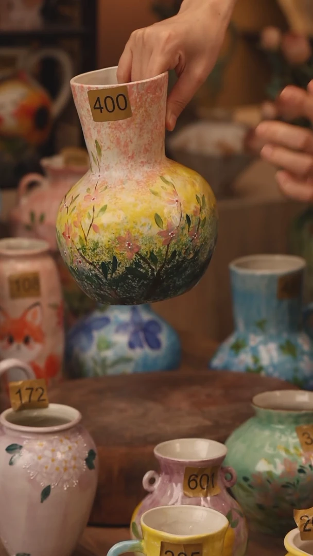 陶瓷400景德镇设计师手作花器摆件侘寂风