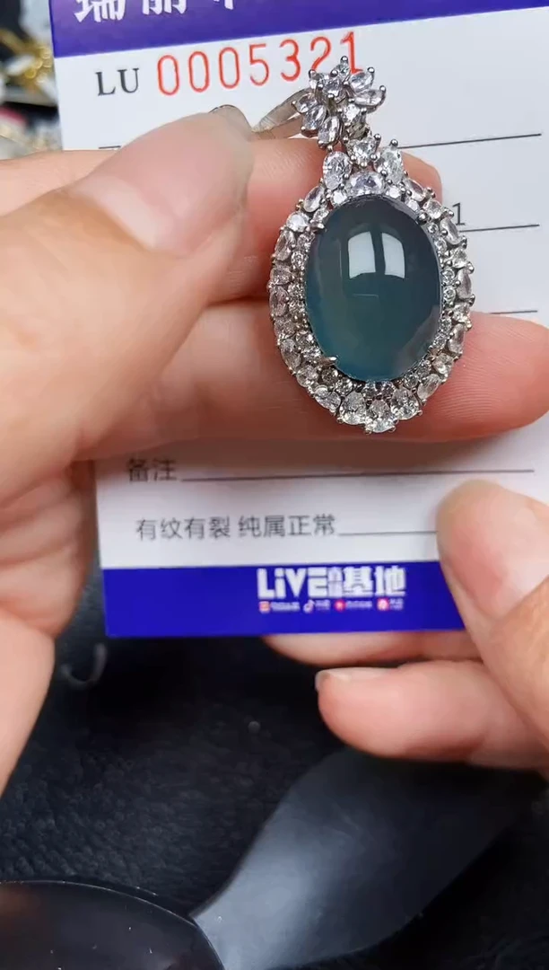 翡翠银S925镶嵌颈饰5321