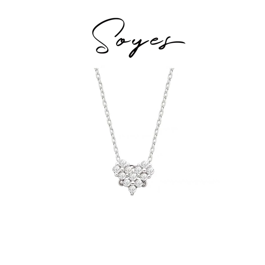 soyes/索野 坠链均925银合成锆石 三钻小爱心可拆卸超闪520礼物