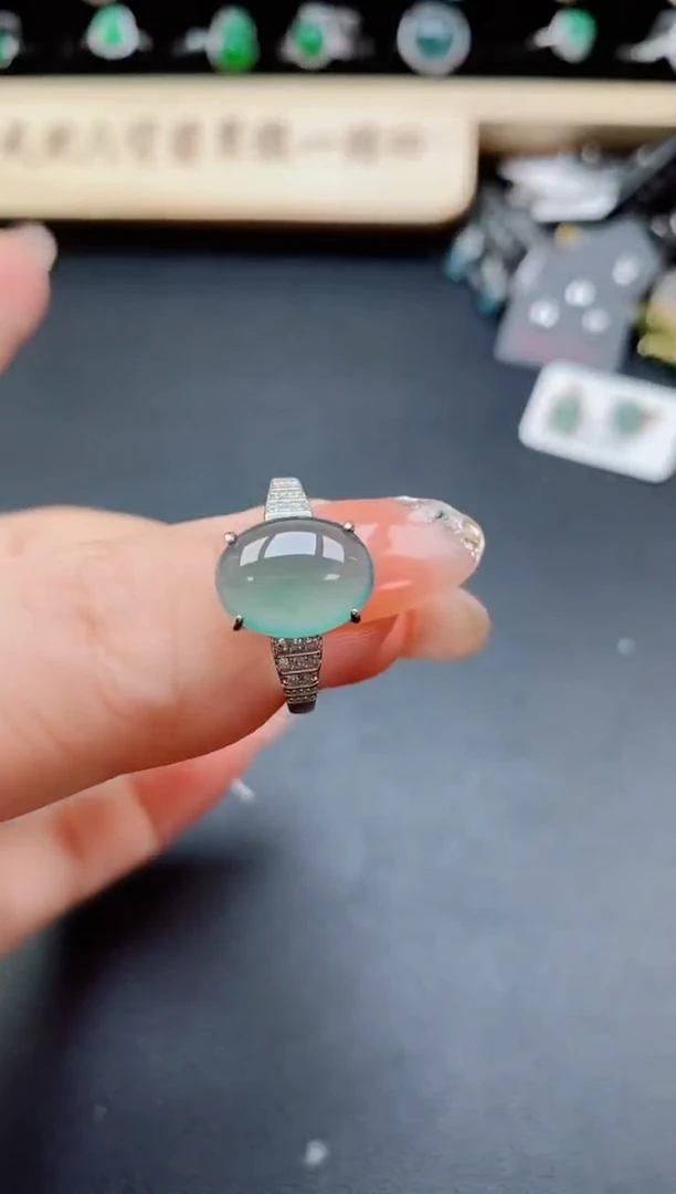 银S925镶嵌戒指翡翠1