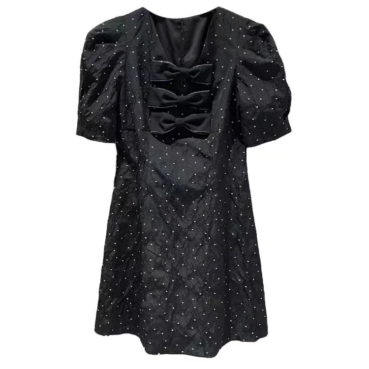 799【0913】蝴蝶结泡泡袖连衣裙