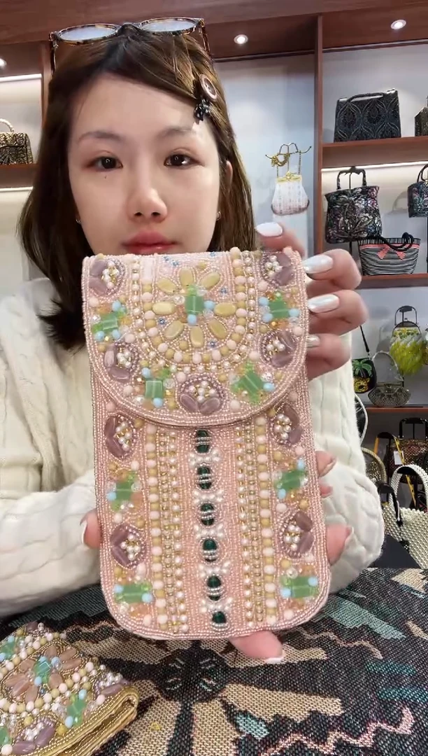 织物5号手工珠珠包包腋下斜跨包手拿包手提晚宴包