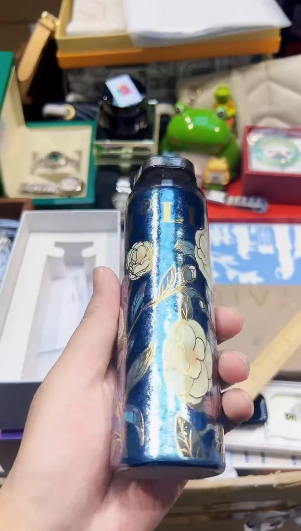 纯钛口红杯·蓝色山茶花·180ml