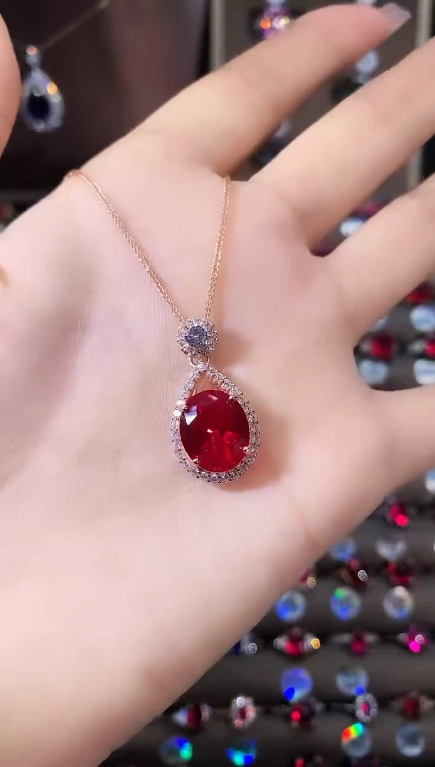 无坠链均925银鸽血红色吊坠