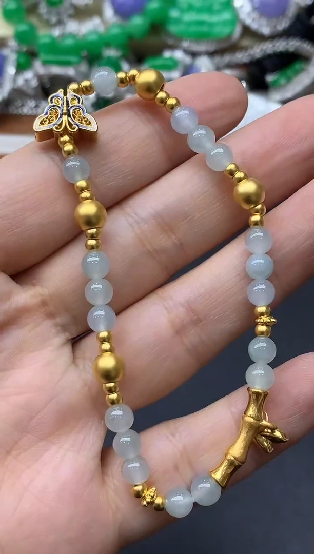 足金镶嵌手链翡翠560-中国好珍宝