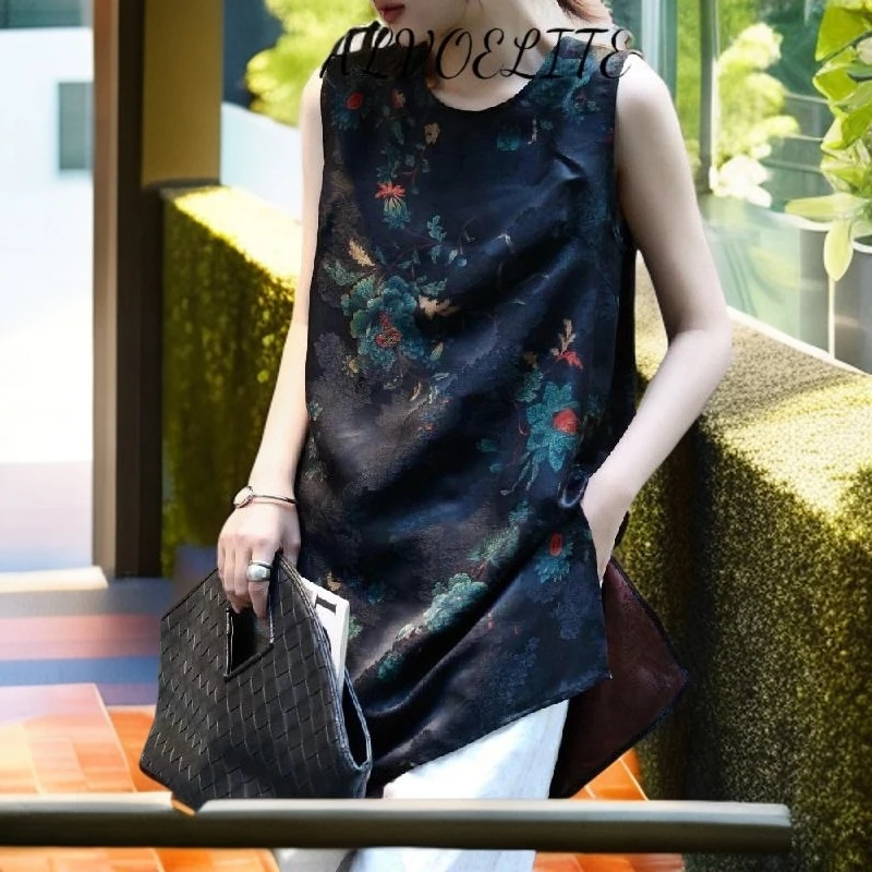 新中式国风背心2025夏季新款无袖上衣独特别致小众漂亮花色衬衫女