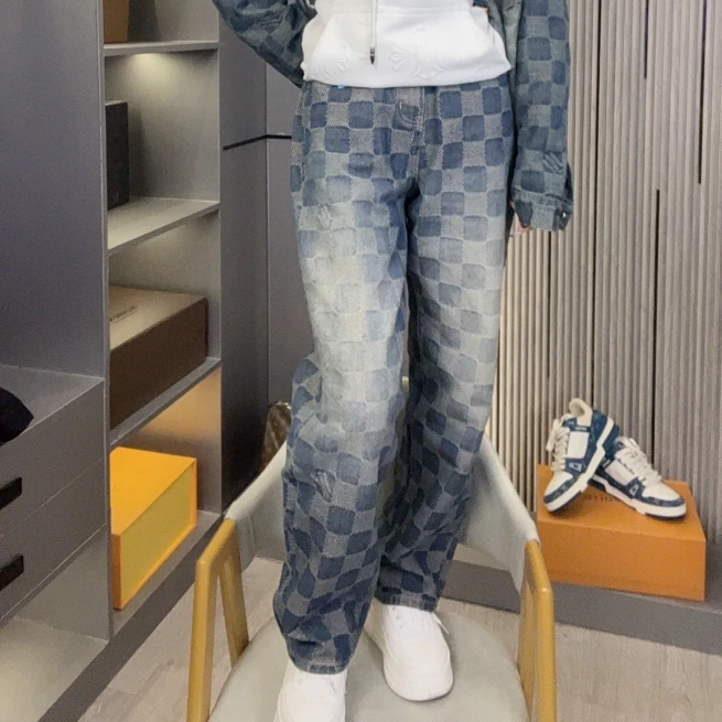 1012-2025春季新款男女同款潮牌宽松阔腿百搭直筒牛仔裤轻奢高级