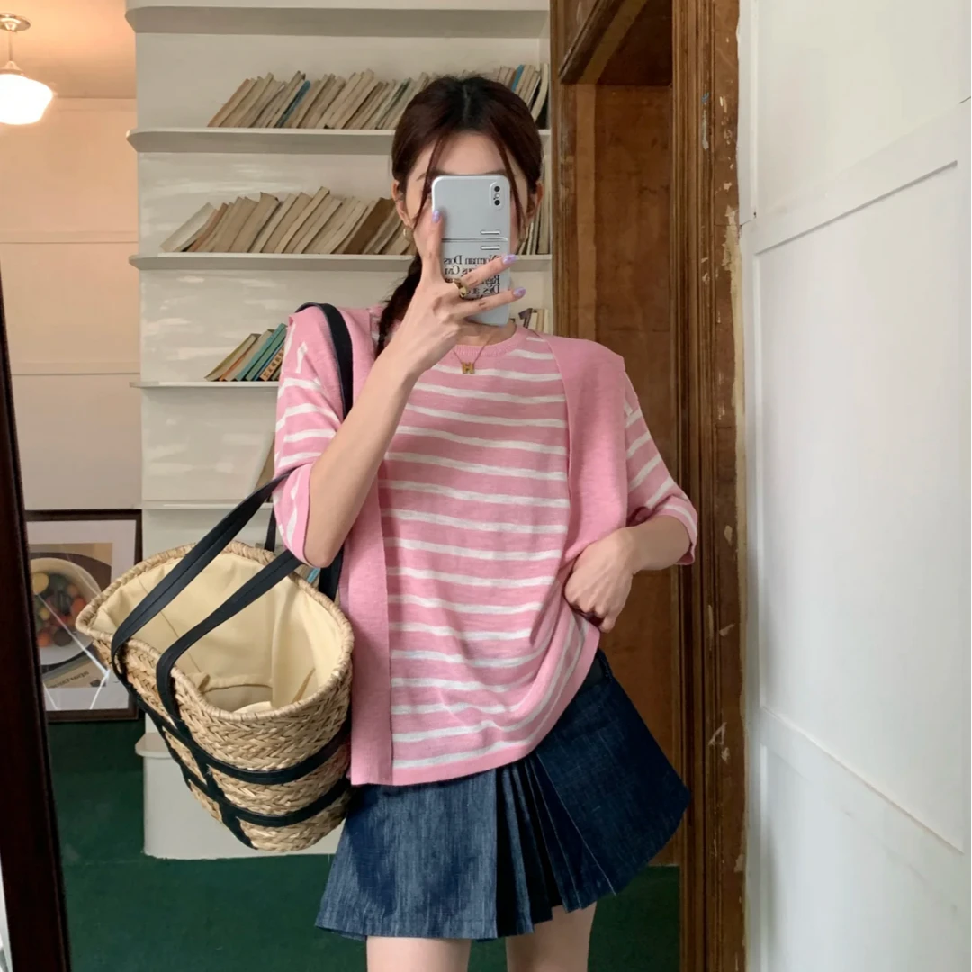 【胜华严选】清爽又大方 慵懒风宽松条纹长袖69846