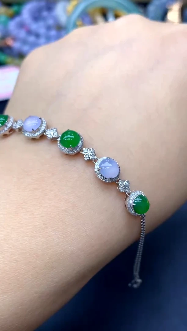 18K金镶嵌手链翡翠324-中国好珍宝