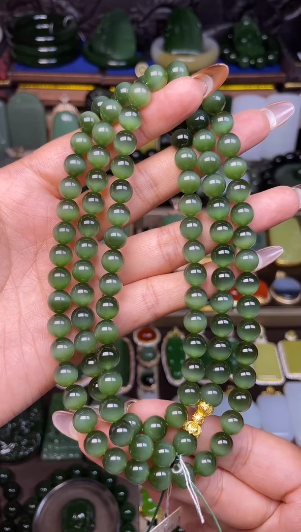 颈饰未镶嵌和田玉精品猫眼链子卡8