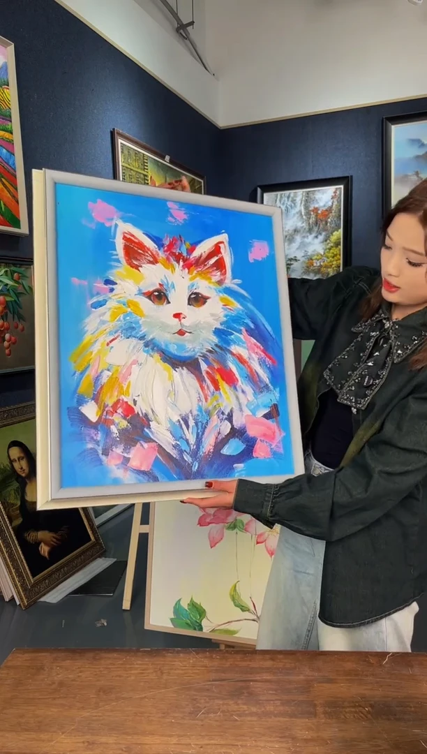 【闪购商品】油画30号手绘油画50*60 小猫