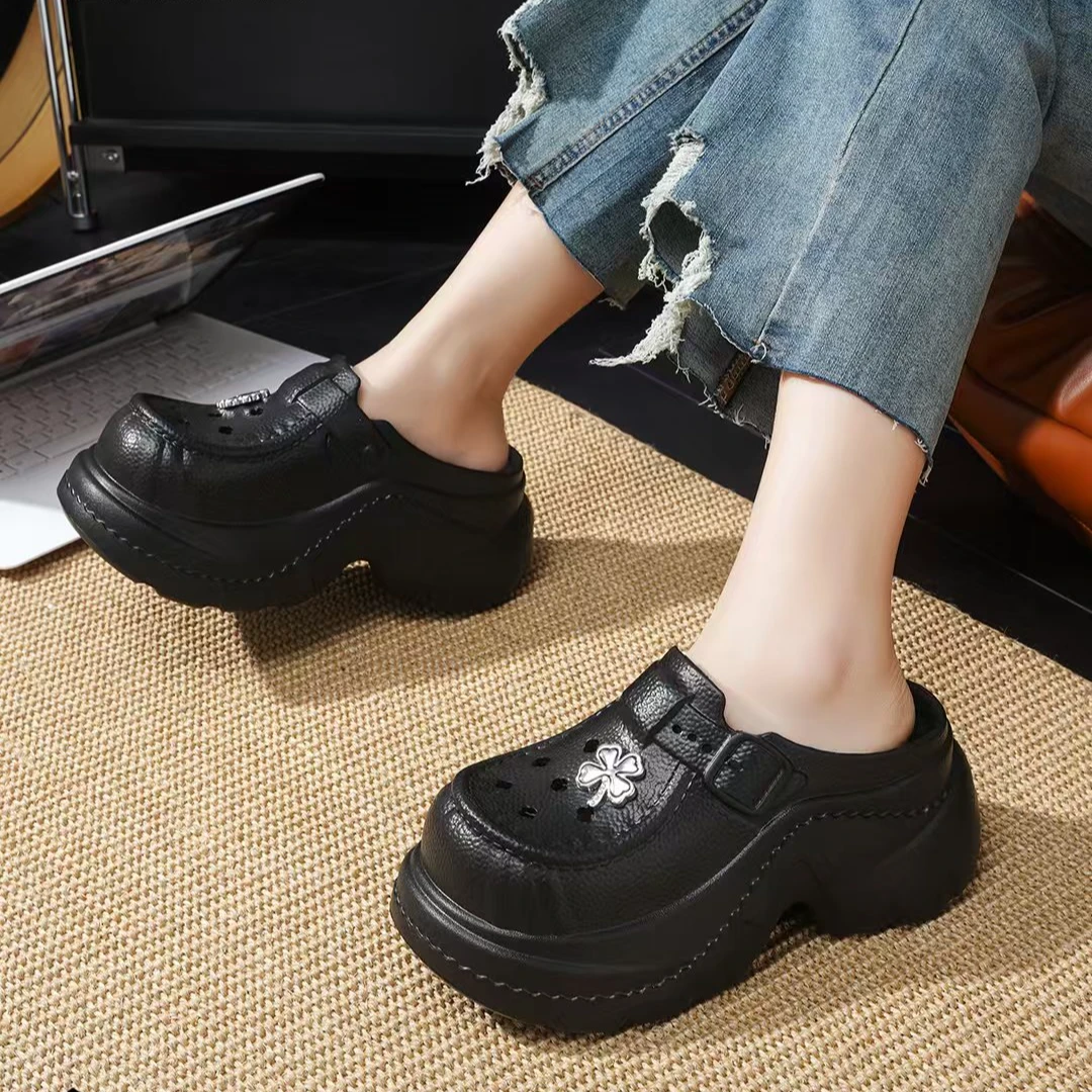 洞洞女款夏季外穿2025新款勃肯凉鞋厚底增高包头拖鞋