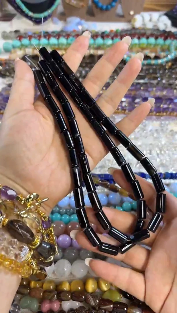 未镶嵌玛瑙/玉髓珠宝半成品黑玛瑙管管