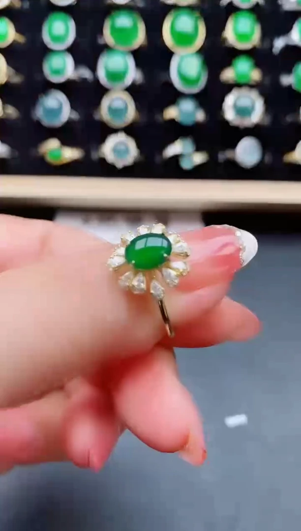【闪购商品】翡翠戒指银S925镶嵌1221