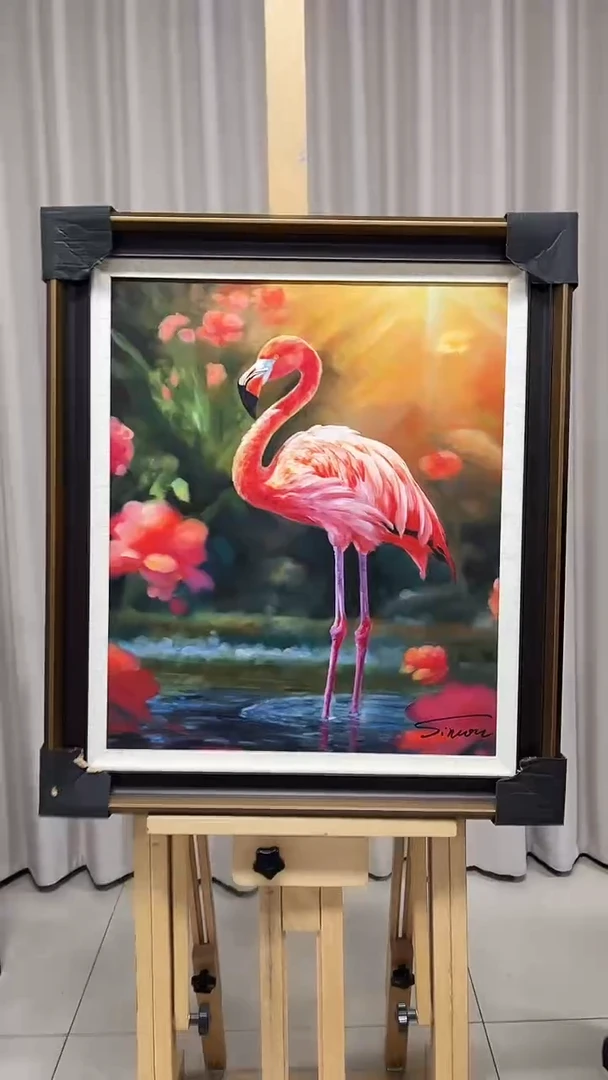 油画陶宗健-50x60-火烈鸟-带框