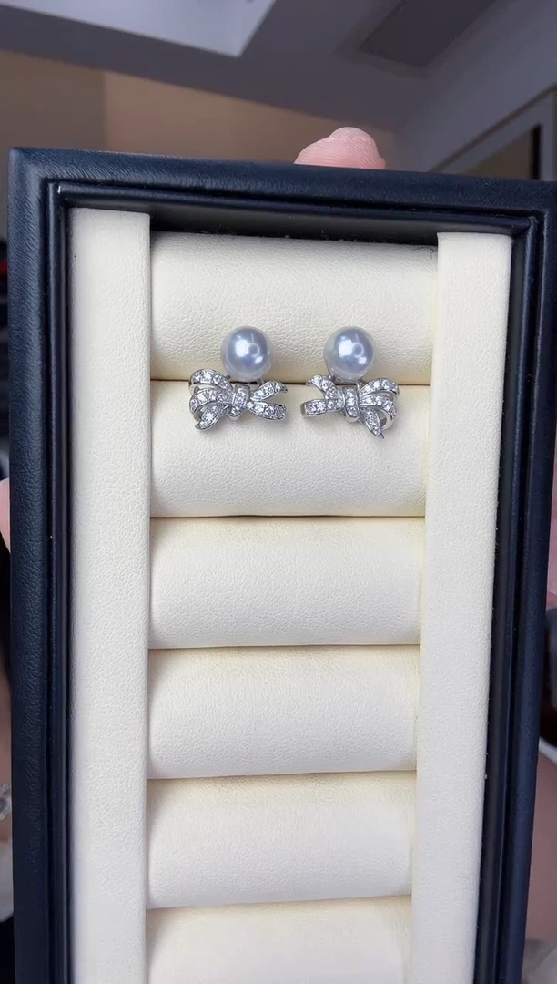 【闪购商品】海水珍珠耳饰银S925镶嵌SGYS真多麻7-8mm幻彩