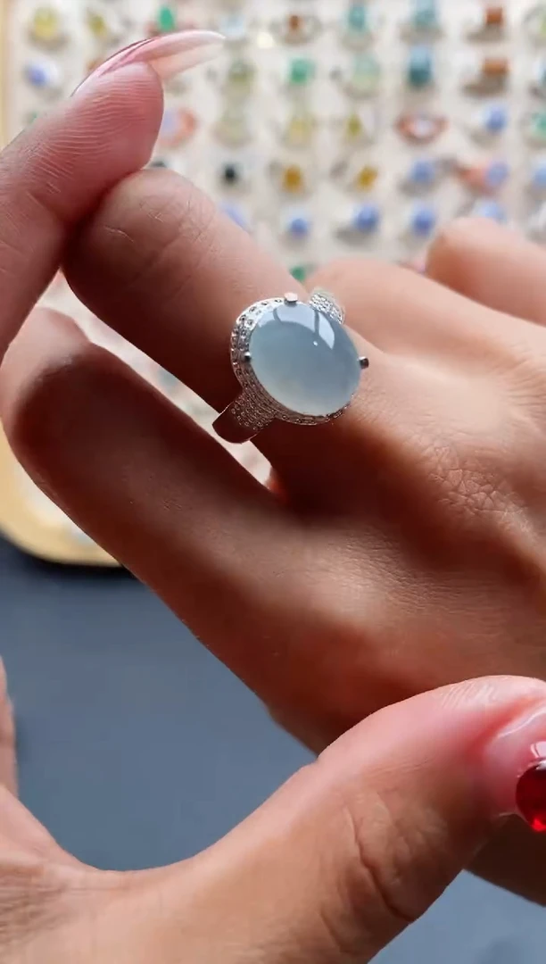 【闪购商品】翡翠戒指未镶嵌缅甸天然A货翡翠555 6+8