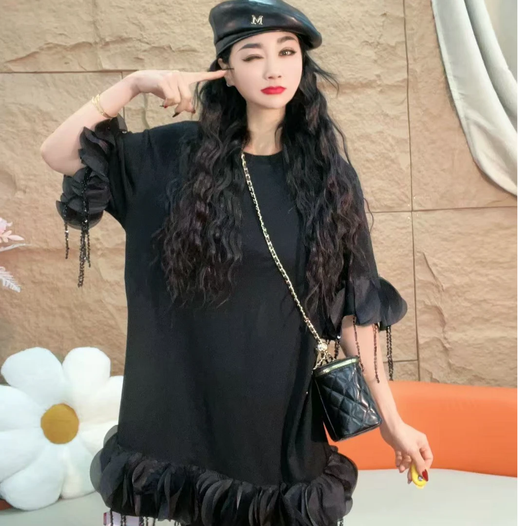 1308【凡家衣橱】时尚百搭洋气重工小众设计花瓣T恤显瘦休闲