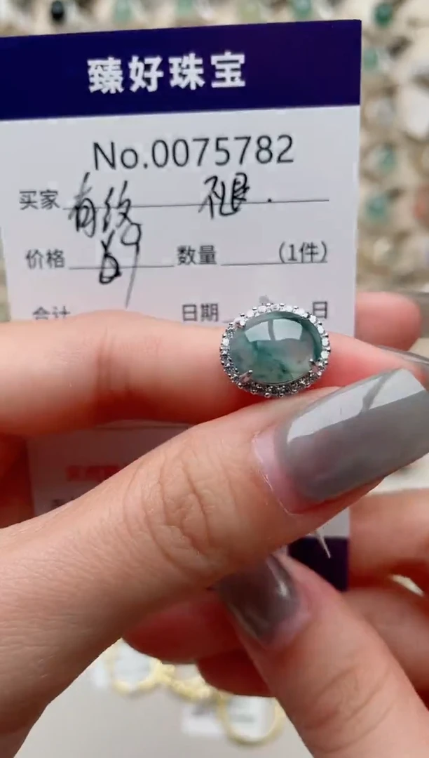 【闪购商品】翡翠戒指银S925镶嵌瑕疵介意勿拍不退