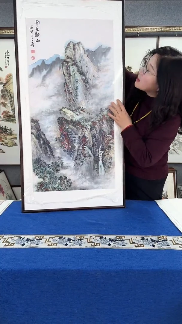 国画精品山水 实木画框 63*123