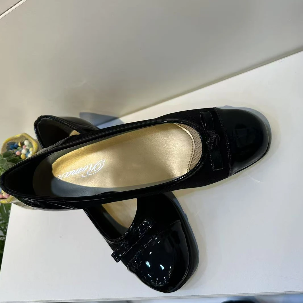 日本正品防水透气可爱蝴蝶结坡跟鞋