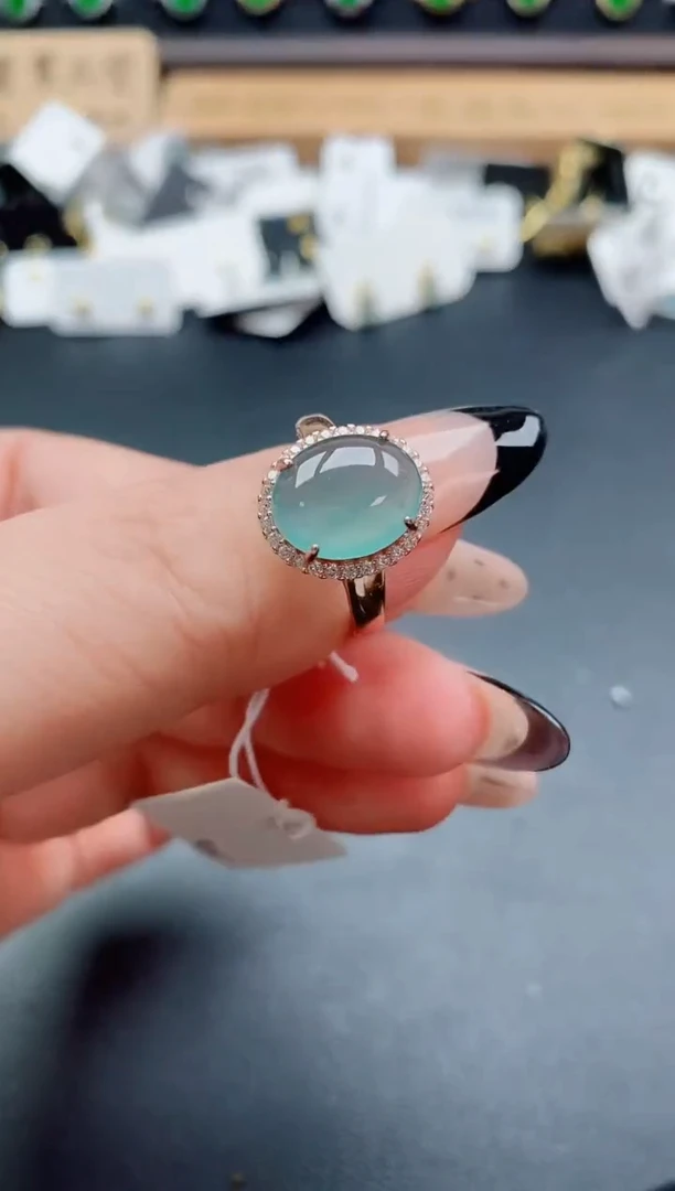 银S925镶嵌戒指翡翠1