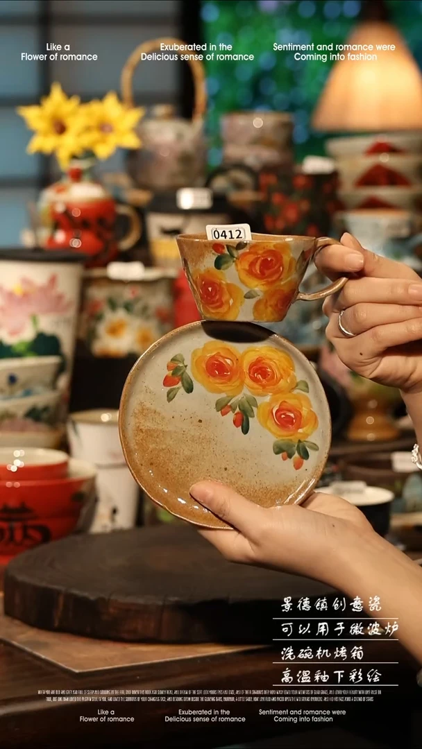 陶瓷景德镇高温釉下彩手工手绘款式@A0412@