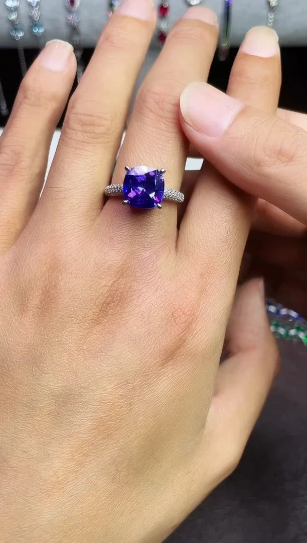 合金合成钻石紫宝戒指