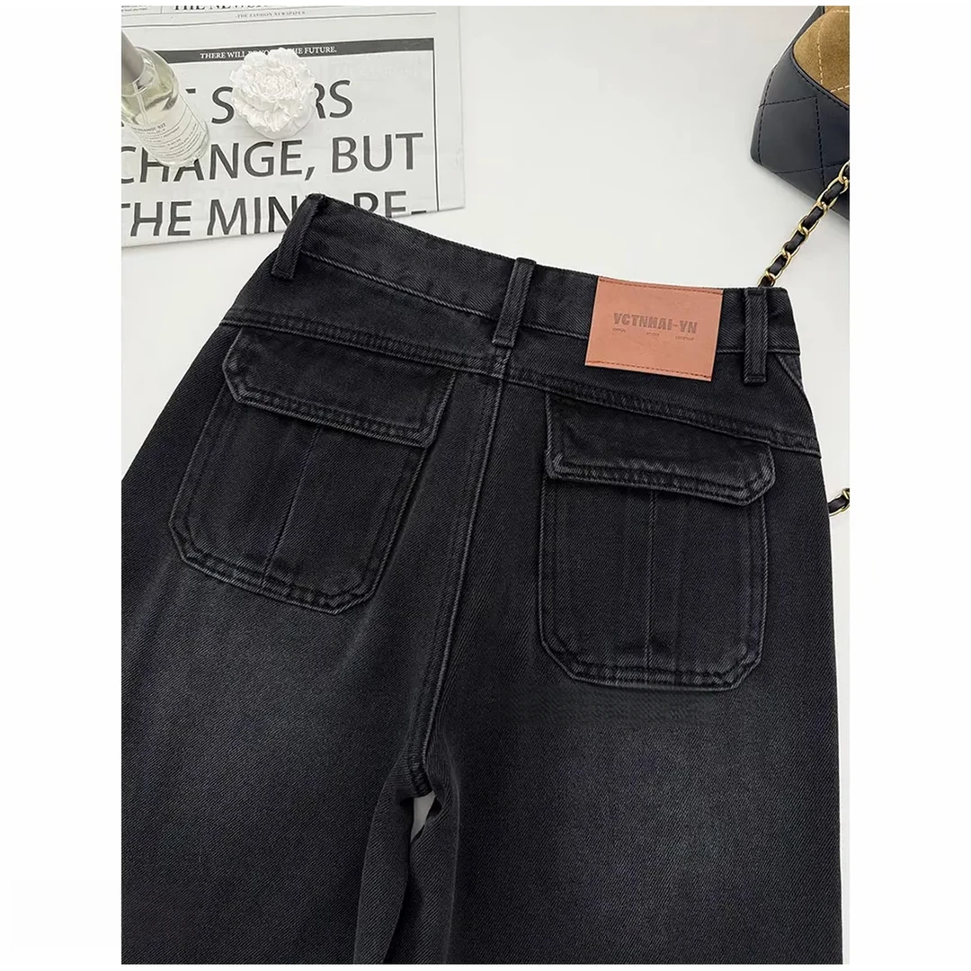 1605-秋季定制水洗直筒牛仔遮肉显瘦直筒裤