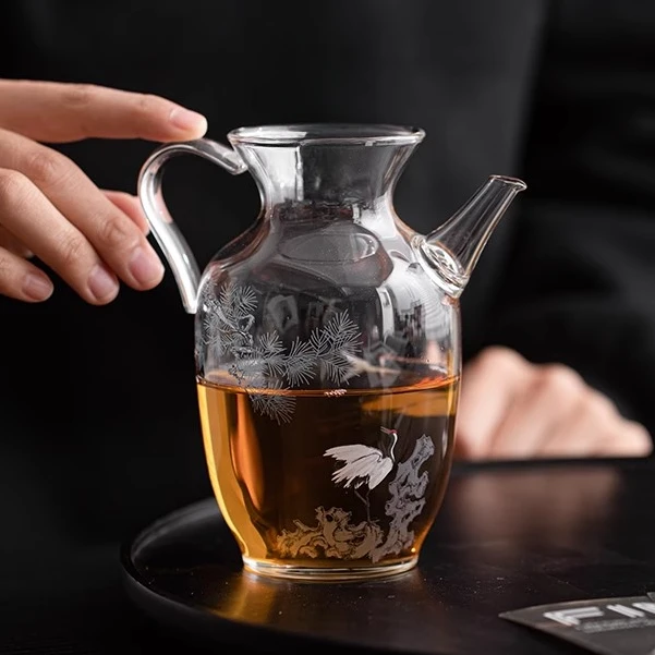 瑞鹤耐热玻璃手执茶壶家用中式仿宋泡绿茶专用壶单壶花茶壶