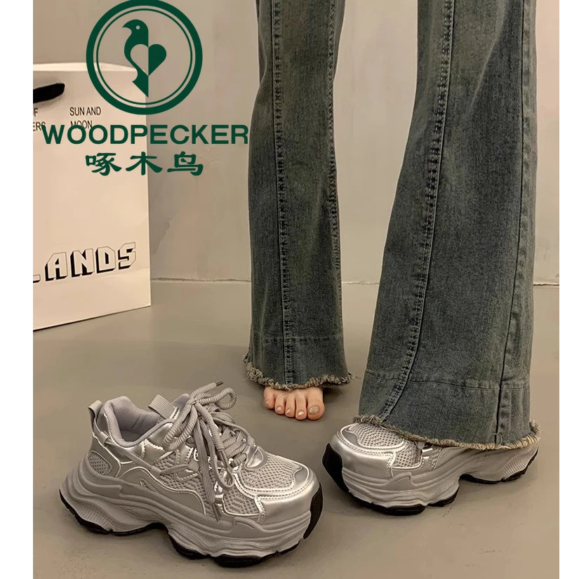 啄木鸟爆款厚底增高老爹鞋女款春秋欧货休闲鞋2025新款百搭运动鞋