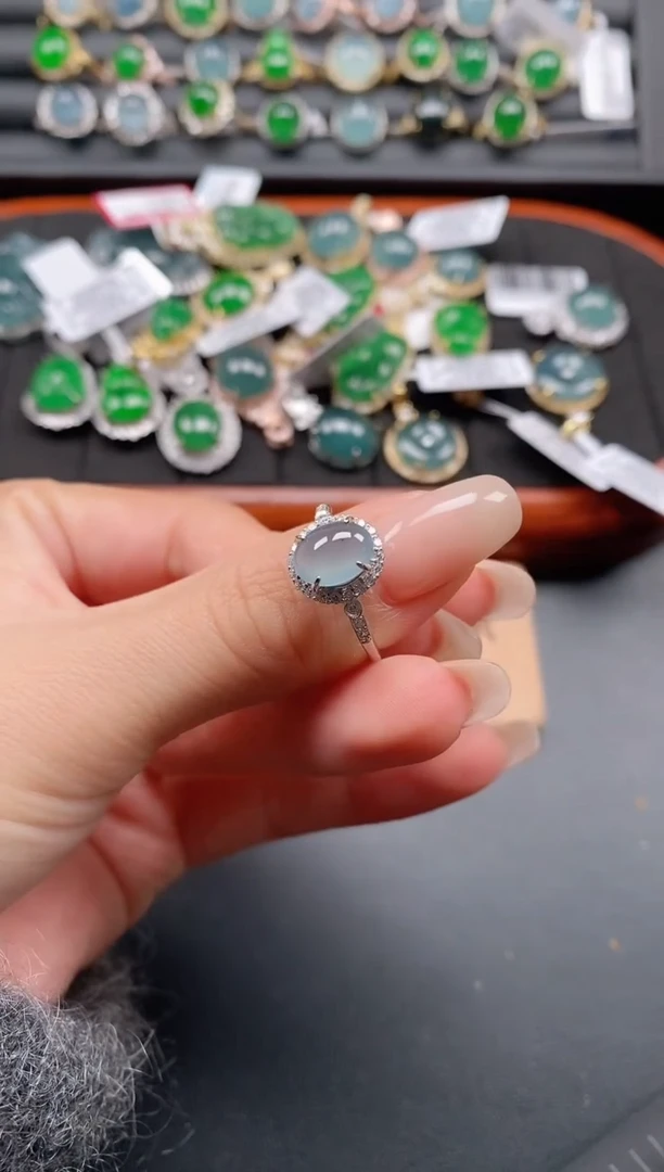 银S925镶嵌戒指翡翠111