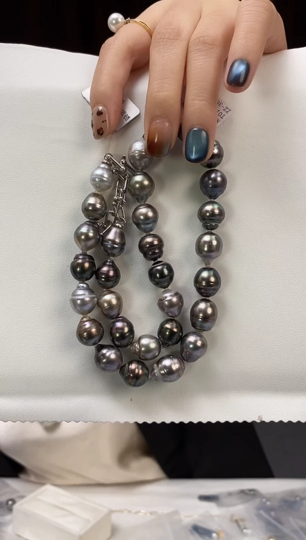 项链未镶嵌海水珍珠10-12大溪地黑珍珠项链