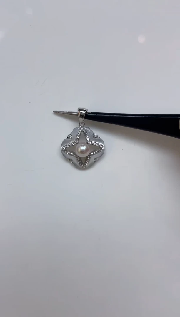 海水珍珠银S925镶嵌颈饰