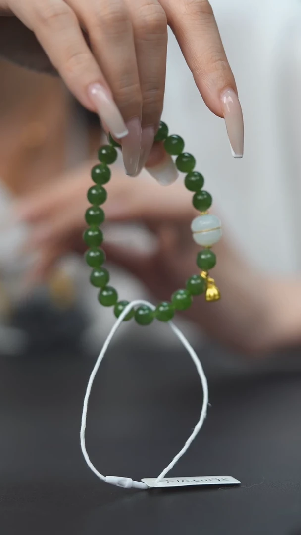 未镶嵌手链和田玉HE50195碧玉圆珠手串