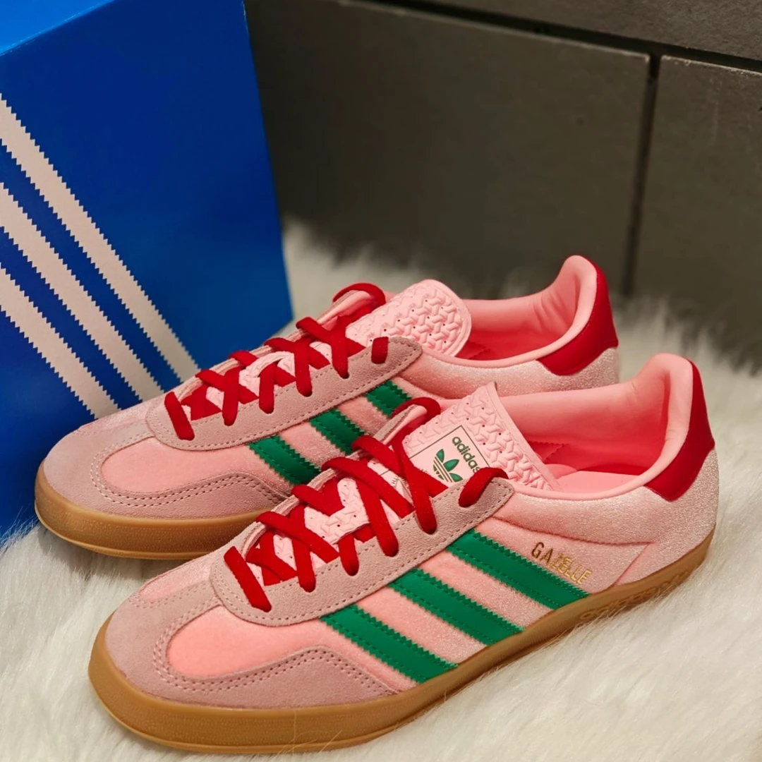 ADIDAS 三叶草【官方正品】女款GAZELLE粉绿潮流时尚板鞋JI2713#HN