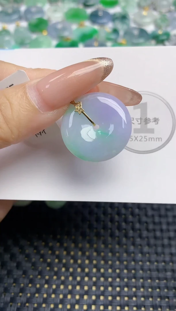 颈饰18K金镶嵌翡翠天然缅甸A货翡翠百元以上9元证书费自理