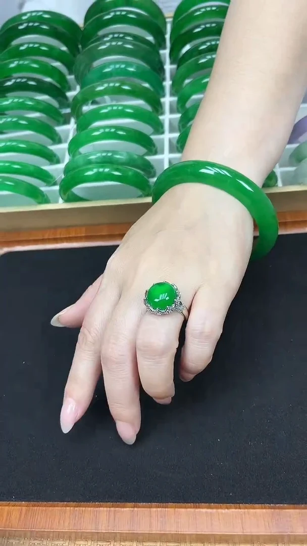 翡翠戒指未镶嵌s24 正阳绿设计款戒指