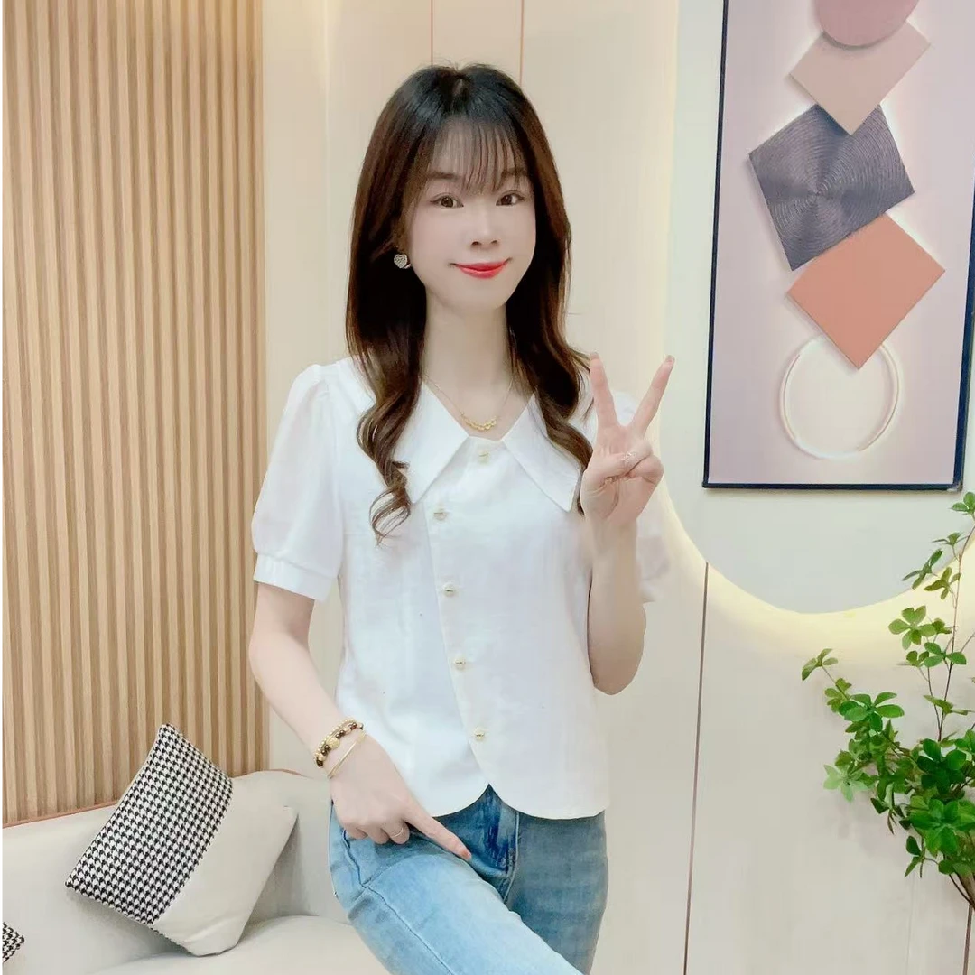 炬雅【风华流沙】夏季新款亮闪闪时尚洋气减龄百搭衬衫女士上衣