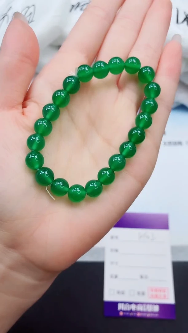 未镶嵌手链石英质玉菠菜绿手串