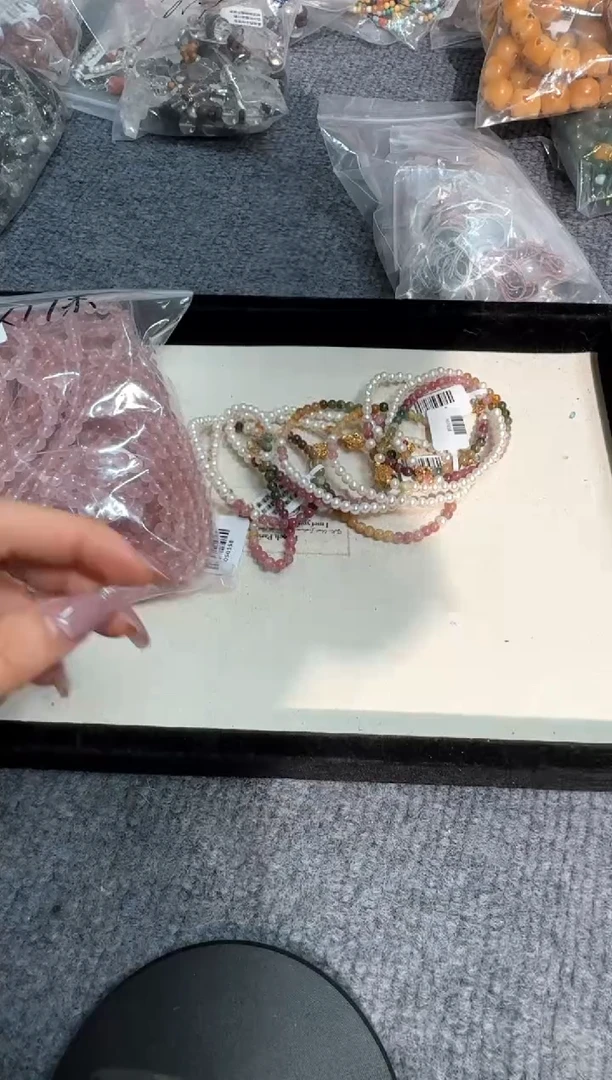 水晶手链银S925镶嵌A099珍朱碧玺款