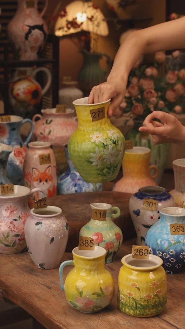 陶瓷271景德镇设计师手作花器摆件侘寂风