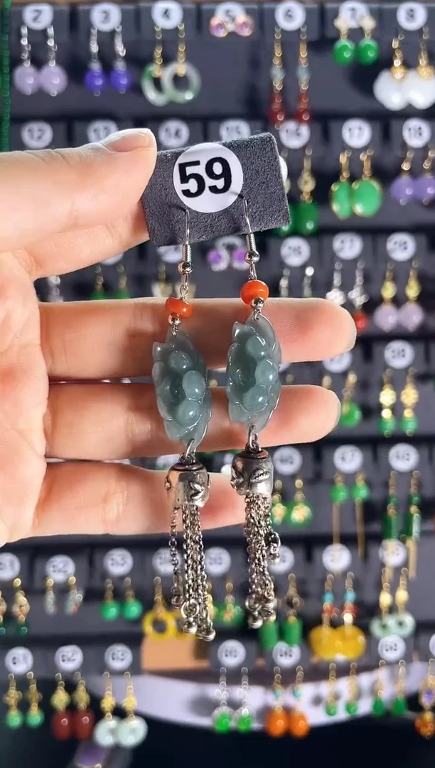 【闪购商品】翡翠耳饰银S925镶嵌59...