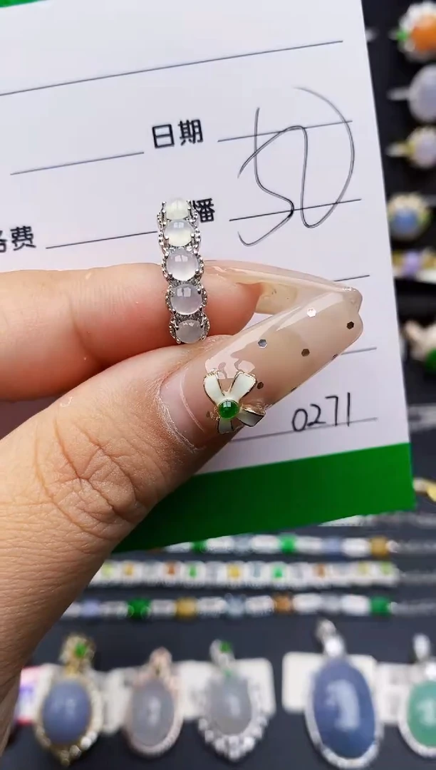 翡翠戒指银S925镶嵌0271