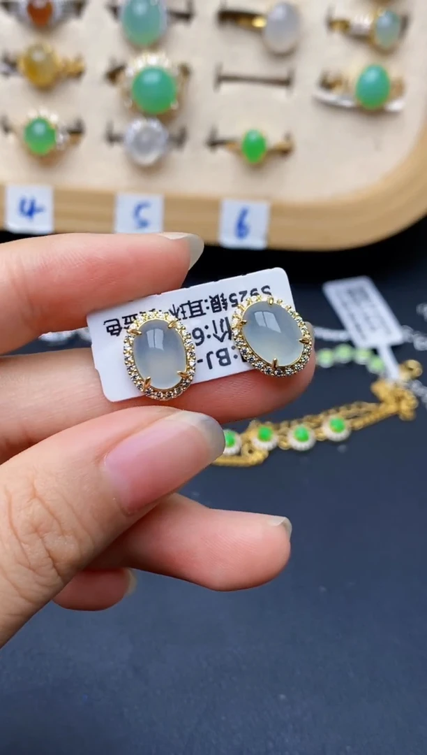 银S925镶嵌戒指翡翠8546