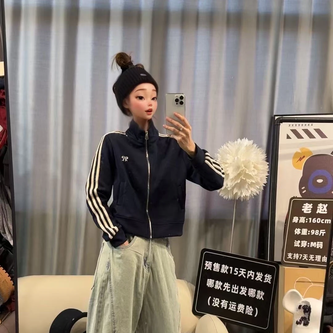 【文乐乐】春季新款洋气个性侧边条时尚休闲潮流显瘦百搭外套1041